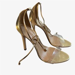 Schutz Women’s Josseana Sandals Gold Metallic Heels Size 8